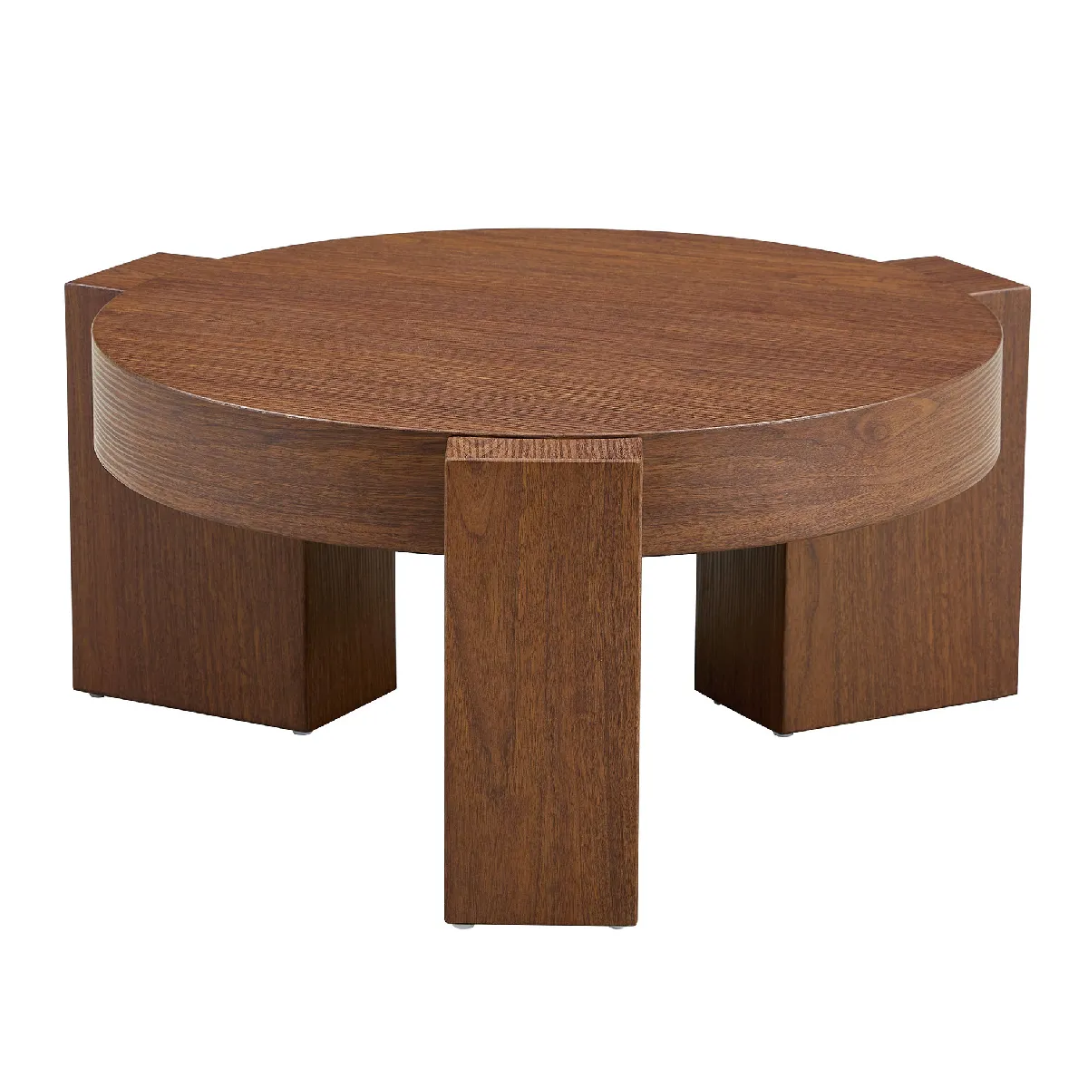 Table basse gigogne 61/61/30 cm noyer et verre brun en MDF avec rangement