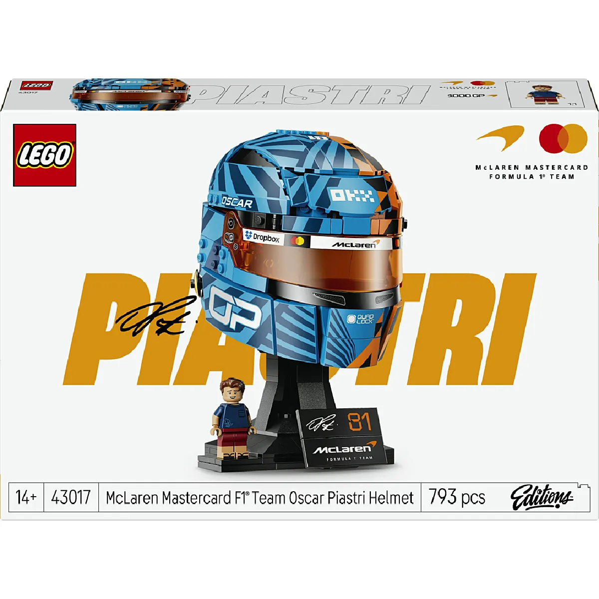 LEGO Editions McLaren Mastercard F1 Team Casque d'Oscar Piastri 43017 793 pièces