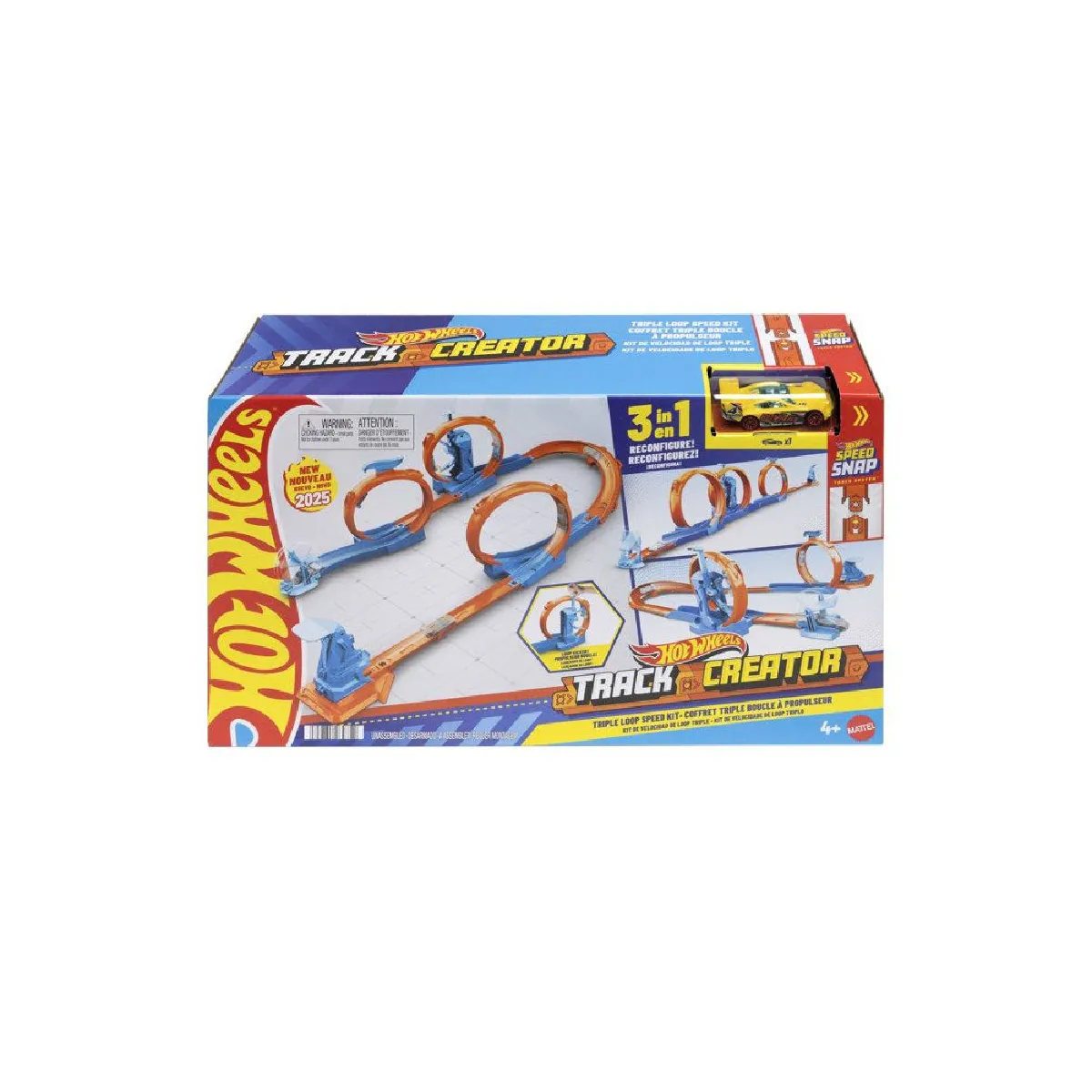Hot Wheels Track Builder Triple Loop - Circuit avec voiture 1:64 Métal