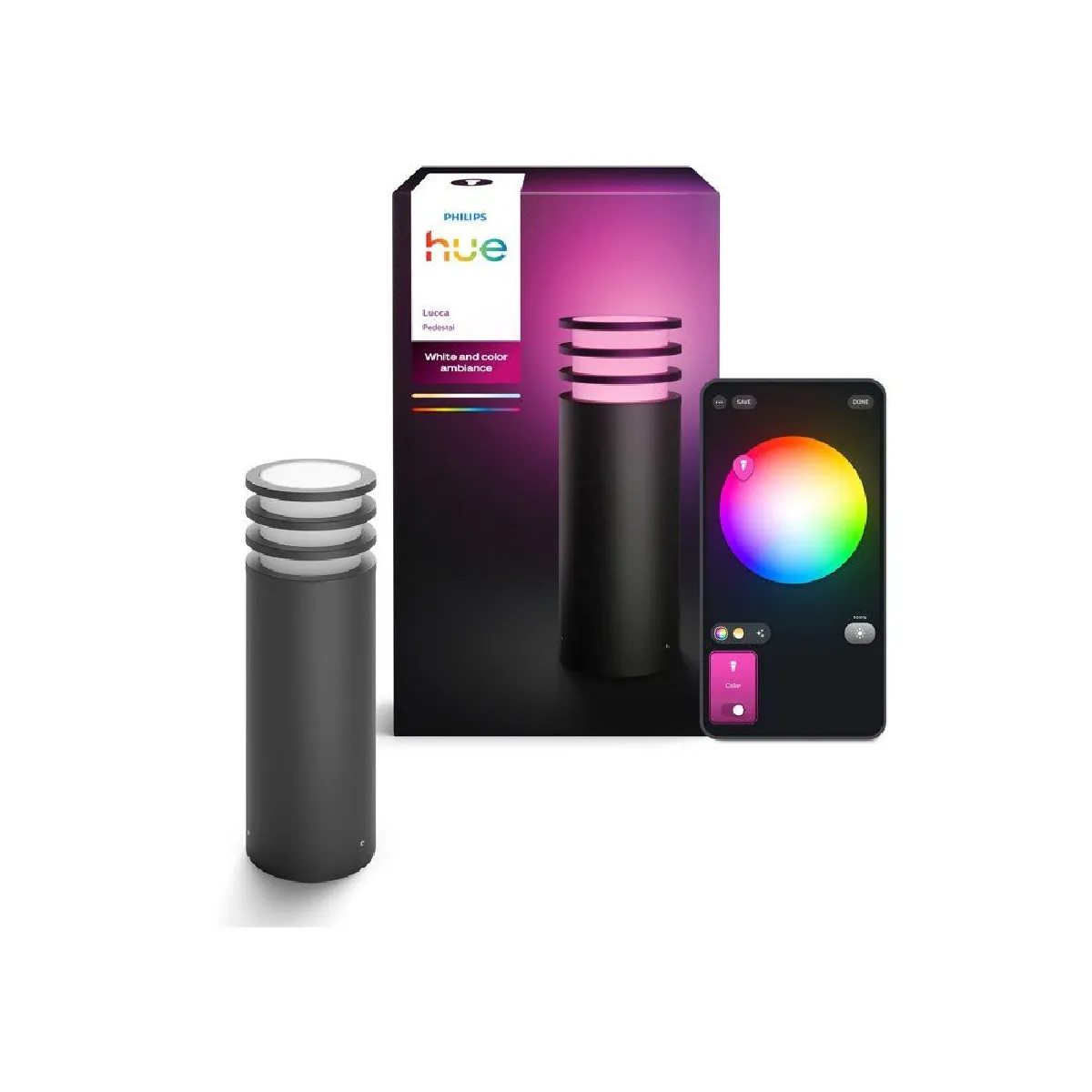 Philips Hue Lucca 40 Cm - Poteau D’éclairage Extérieur Anthracite - Ip44
