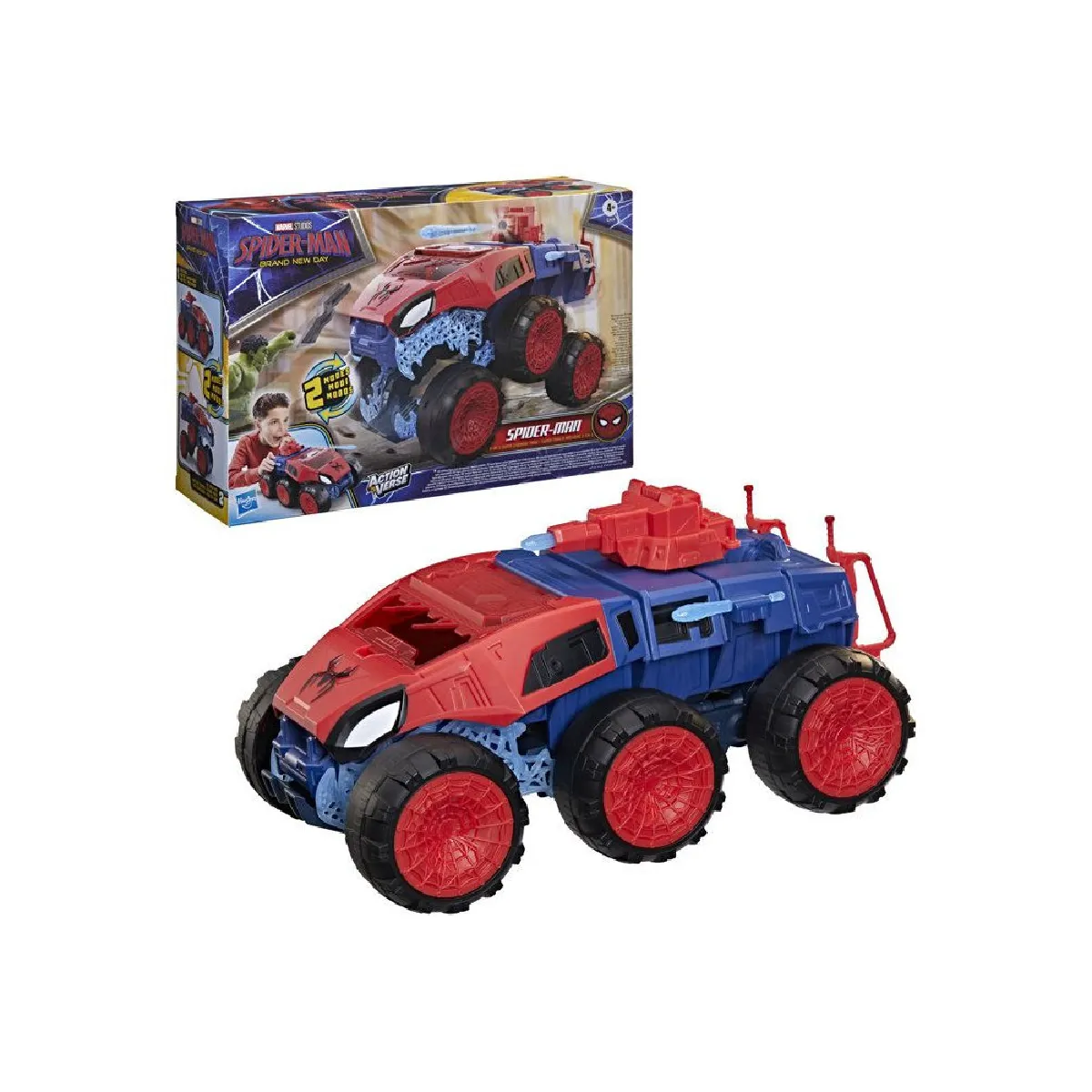 Spiderman Super tank à mâchoire 2 en 1 coffret de figurines de 115 cm avec véhicule jouets de super héros et figurines dès - vue 2