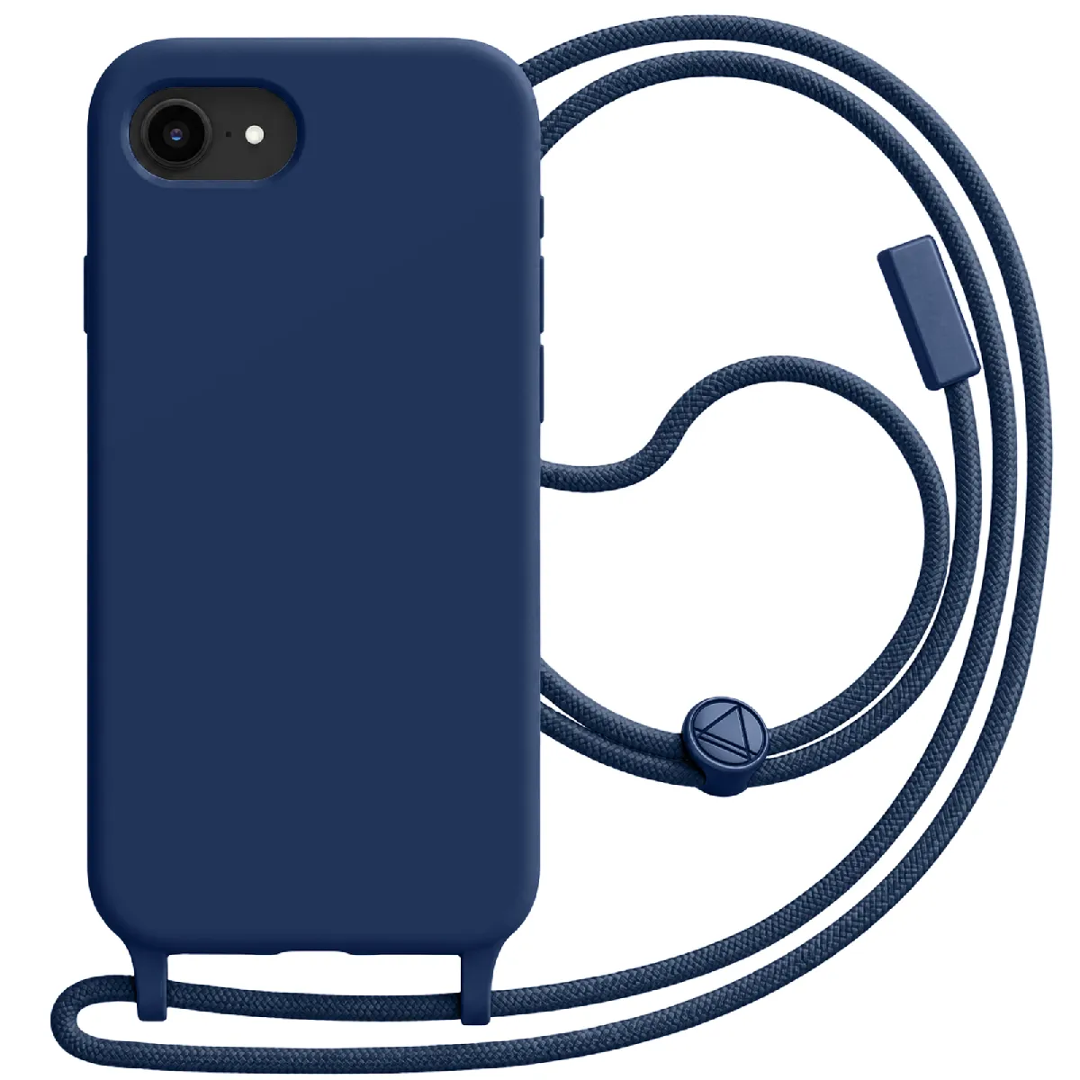 Avizar Bleu Coque Pour Iphone 16E En Silicone Avec Cordon En Nylon Tressé Ajustable Nuit