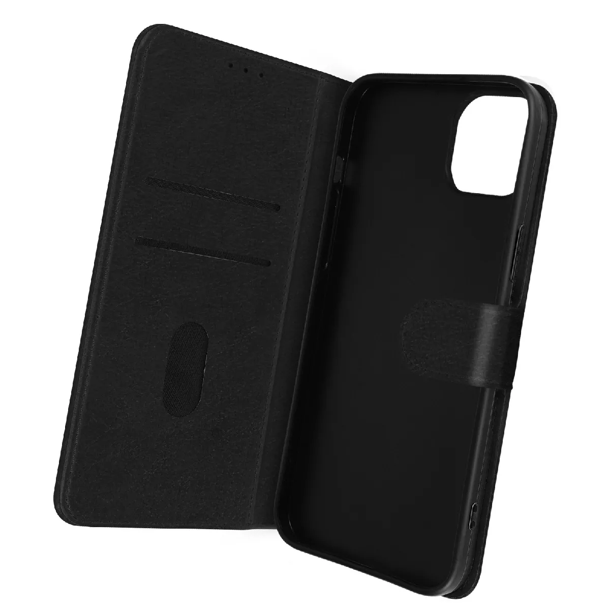 Avizar Noir Housse Pour Iphone 14 Plus Clapet Portefeuille Fonction Support Vidéo