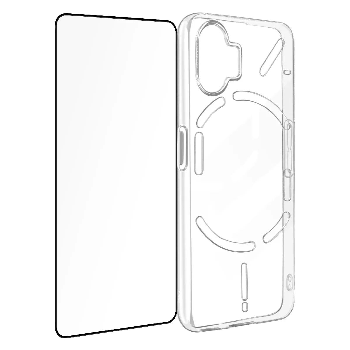 Avizar Noir Coque Pour Nothing Phone 2 Silicone Gel Et Verre Trempé Bord Biseauté