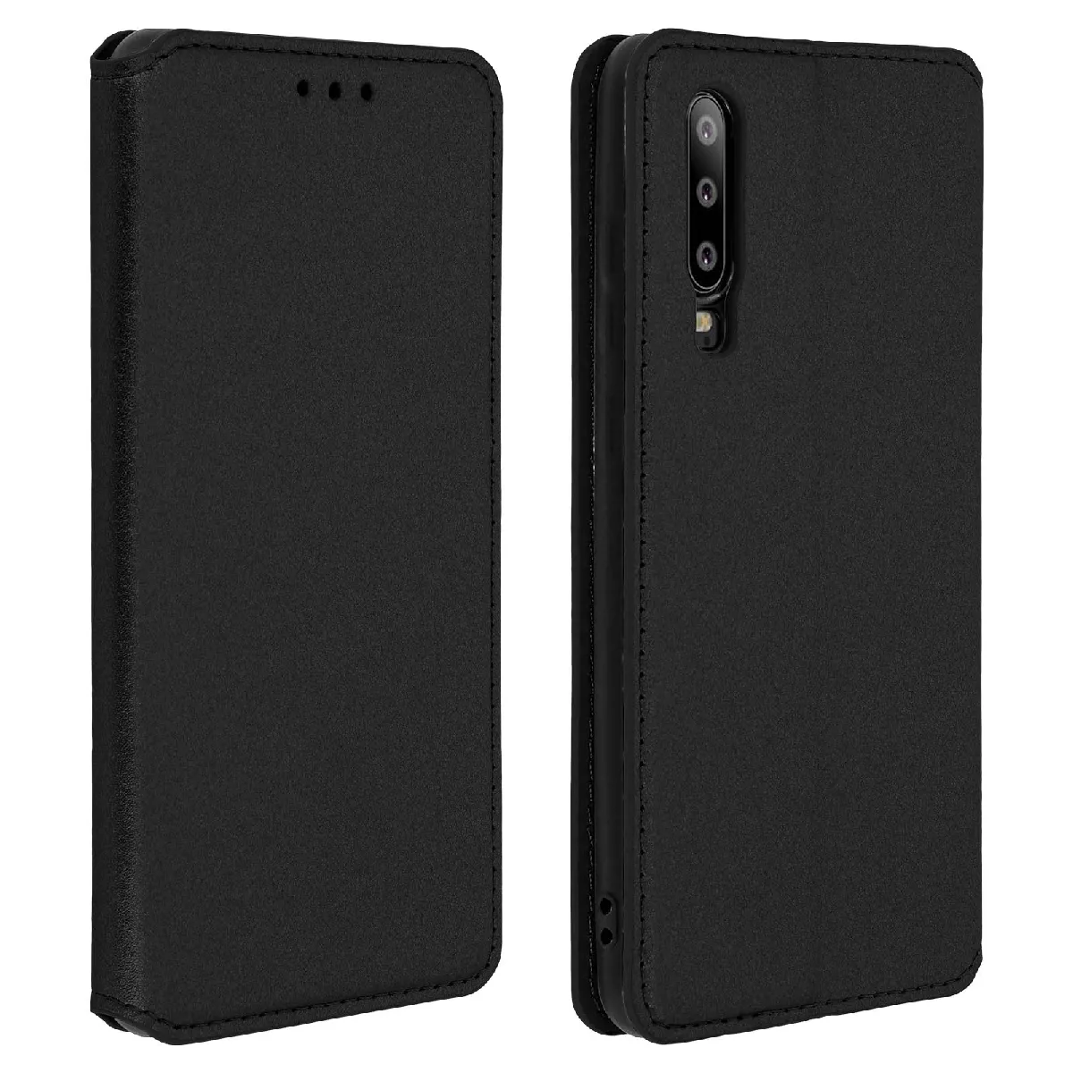 Avizar Noir Housse Pour Huawei P30 Etui Folio Portefeuille Fonction Support Vidéo - Image 2