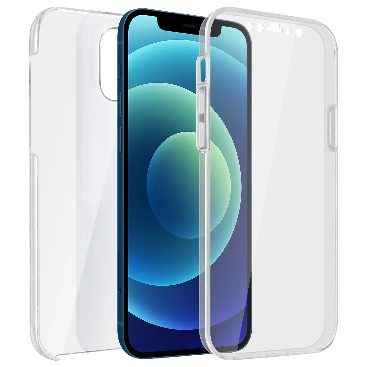 Avizar Coque Iphone 12 Mini Protection Arrière Rigide + Avant Souple Transparent