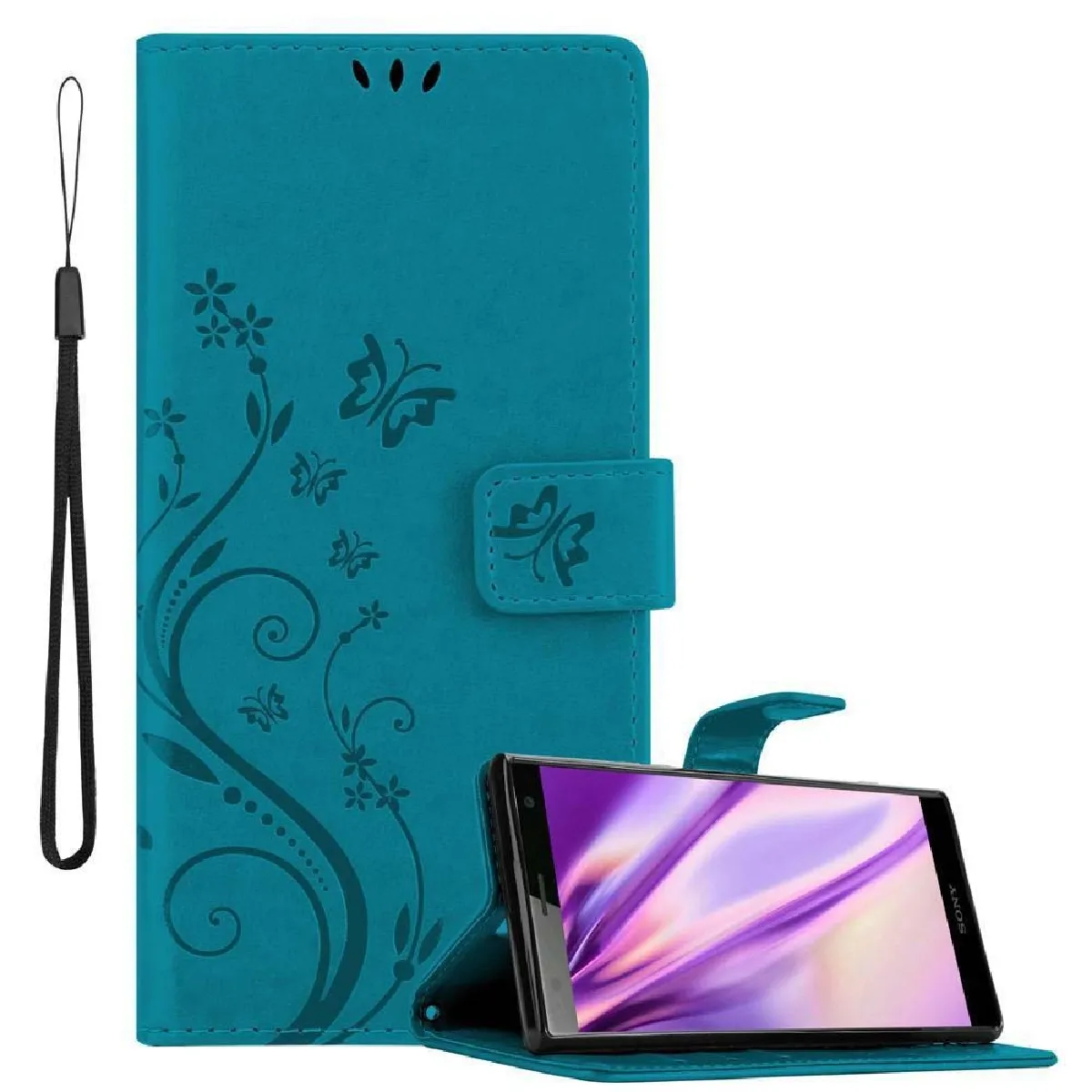 Cadorabo Bleu Sony Xperia Xz2 - Étui Floral