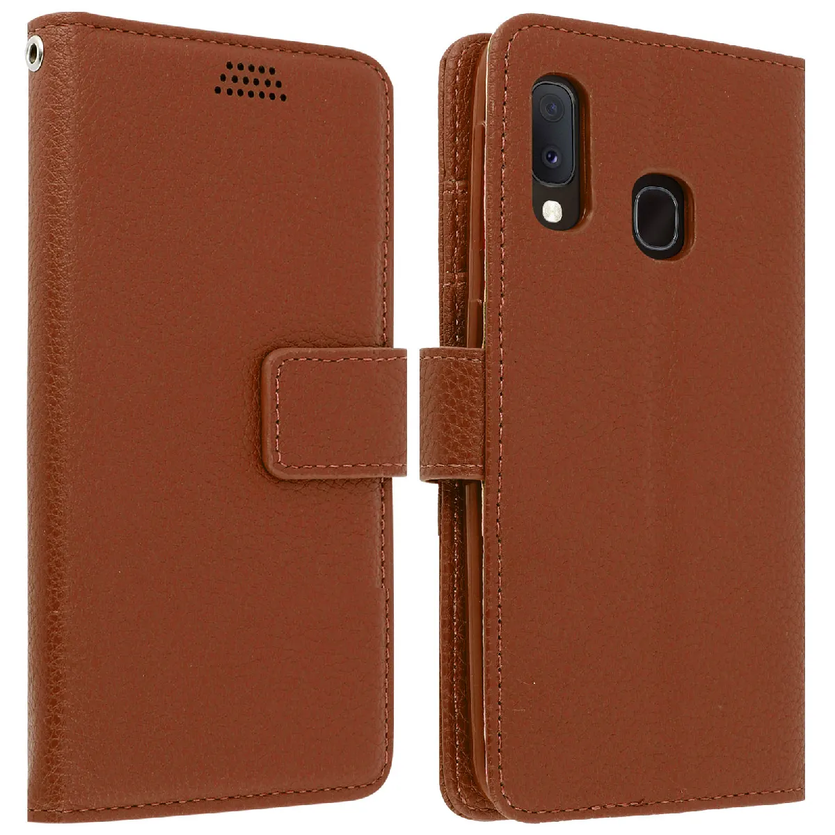 Avizar Marron Housse Pour Samsung Galaxy A20e Étui Folio Soft Touch Support Vidéo