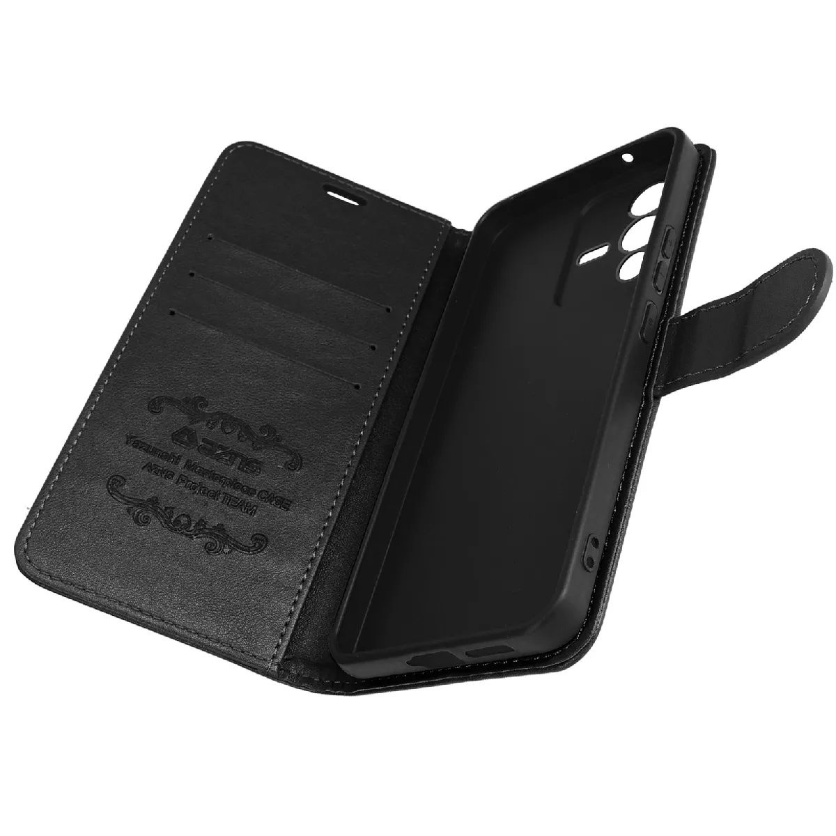 Avizar Noir Étui Folio Pour Vivo V23 5G Portefeuille Et Support Vidéo Effet Cuir Lisse