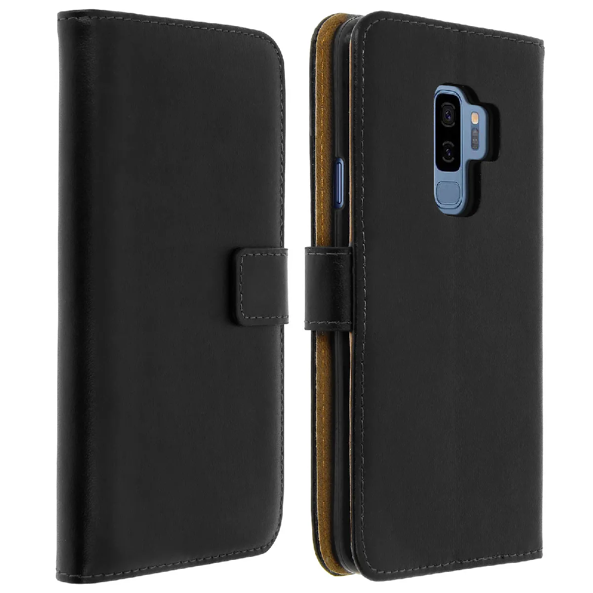 Avizar Noir Étui Pour Samsung Galaxy S9 Plus Housse Cuir Portefeuille Clapet Coque Silicone