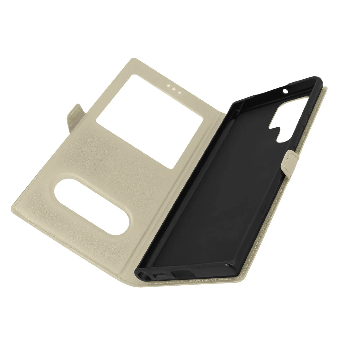 Avizar Doré Housse Pour Samsung Galaxy S22 Ultra Avec Clapet Double Fenêtre Support Vidéo E