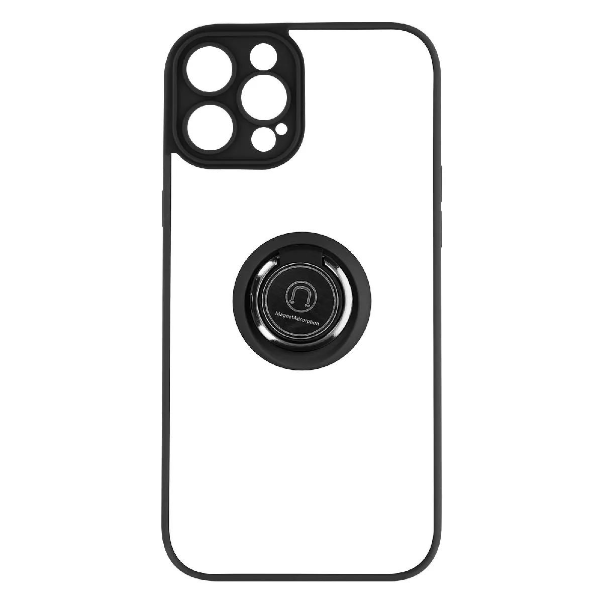 Avizar Noir Coque Pour Iphone 14 Pro Max Bi-Matière Bague Métallique Support Vidéo