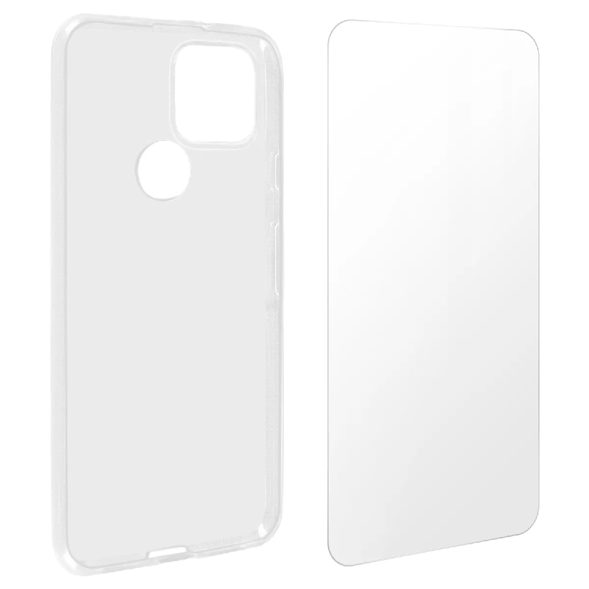 Avizar Coque Google Pixel 5 Souple Et Film Verre Trempé 9H Transparent