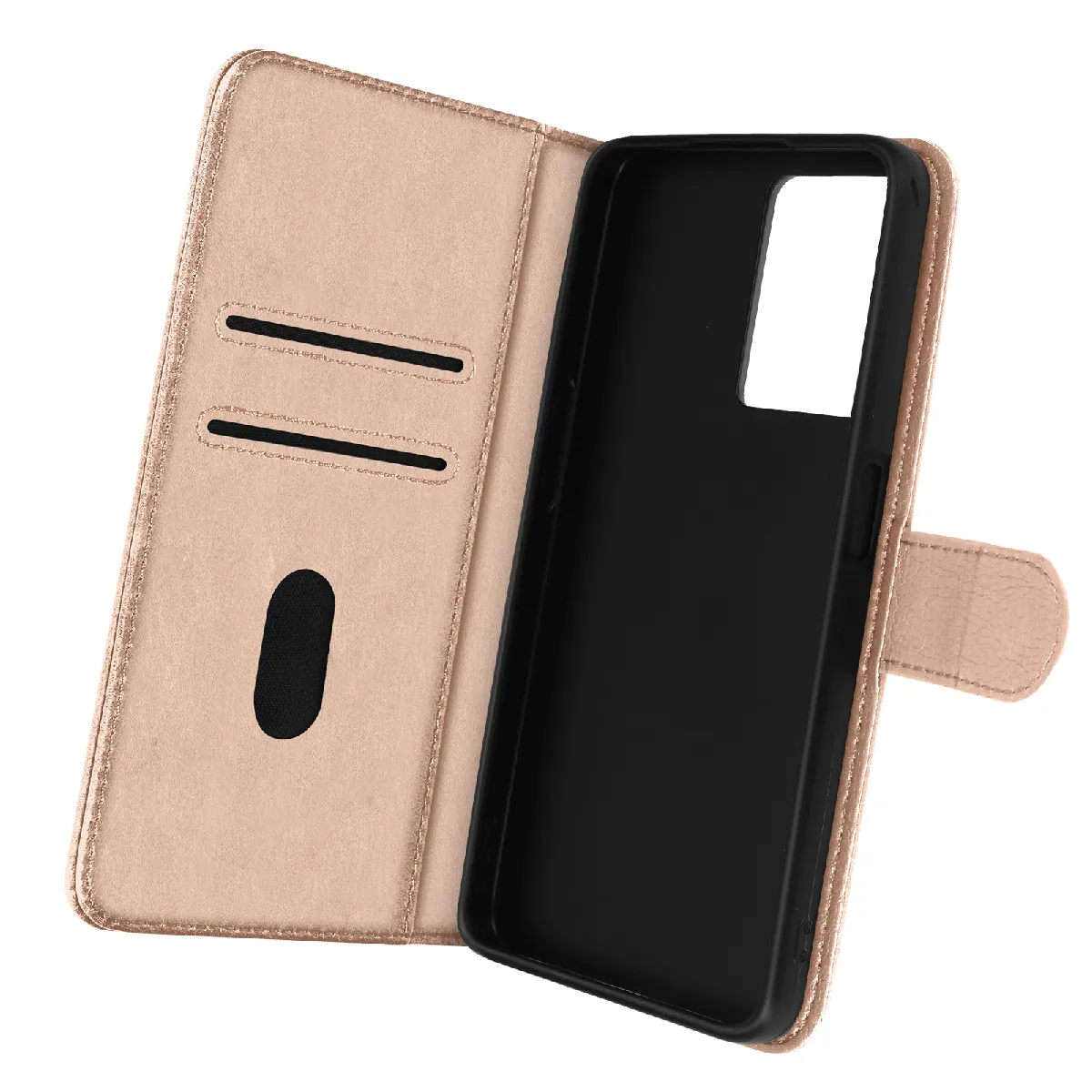 Avizar Rose Housse Pour Oppo A77 Portefeuille Support Vidéo Gold