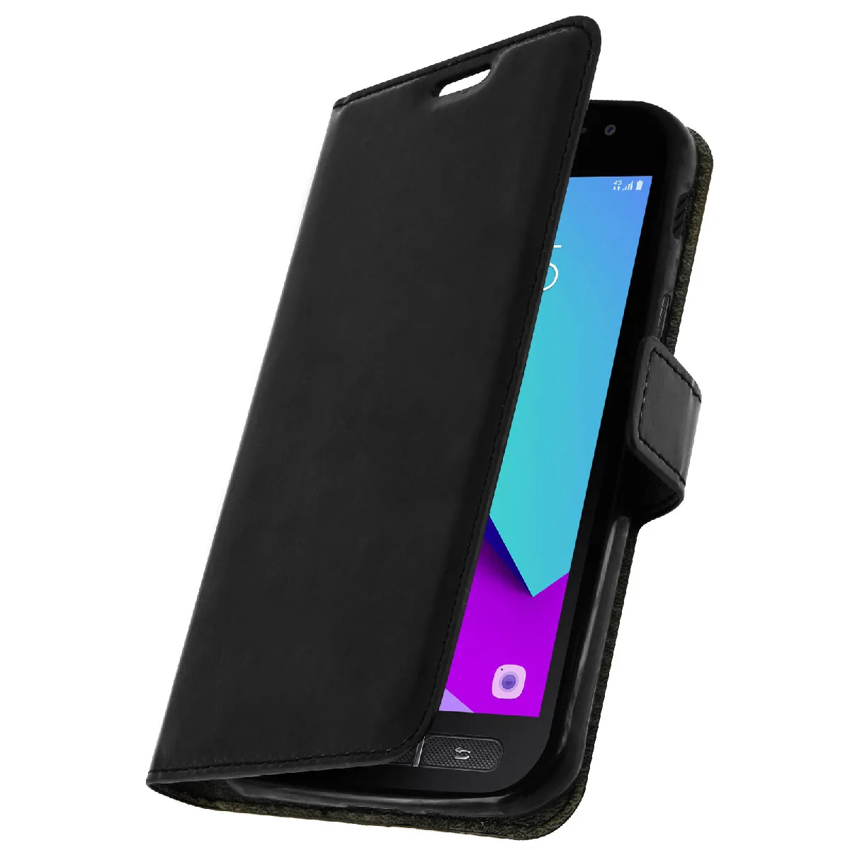 Avizar Noir Housse, Étui Portefeuille Pour Samsung Galaxy Xcover 4 Et 4S - Fonction Stand