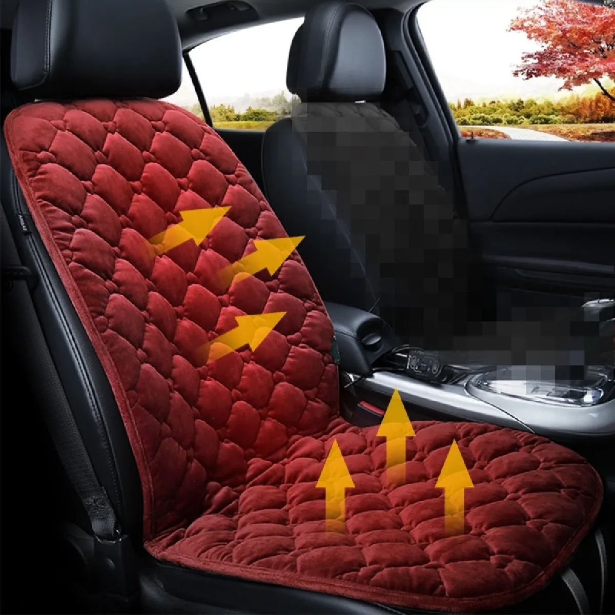 Comparer les prix de Housse de coussin chauffant chauffante pour siège avant de voiture 12V chauffée en hiversiège unique rouge