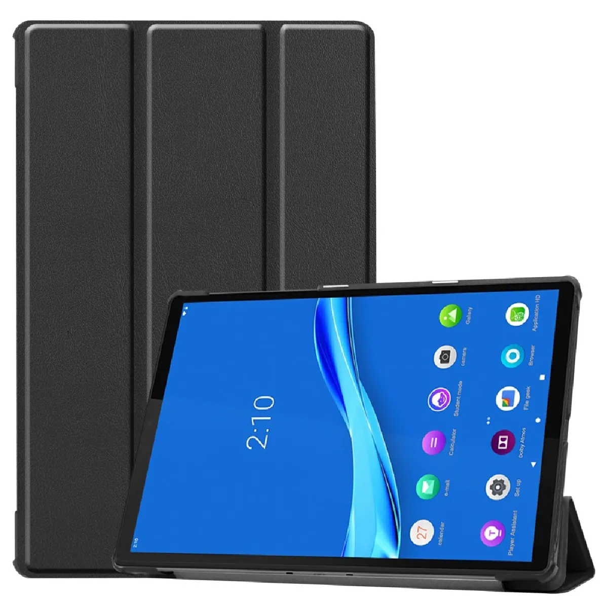Générique Noir Étui Tablette À Support Tri-Pliure Pour Lenovo Tab M10 Plus
