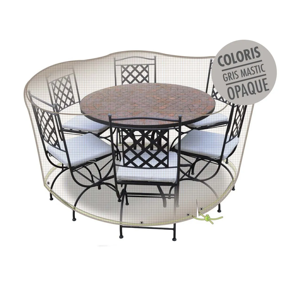 Housse table ronde + 6 chaises Ø160 cm - Gris Housse table ronde + 6 chaises Ø160 cm - Gris