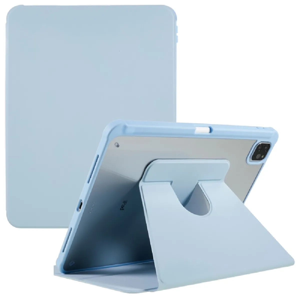 GENERIQUE - Étui pour iPad Pro 11 - Antichoc - Avec Béquille Rotative - Bleu Clair - Image 3