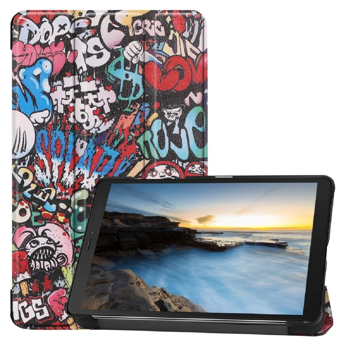 Générique Étui Tablette En Polyuréthane Avec Support Pliable Pour Samsung Galaxy Tab A 8.0 (2019)