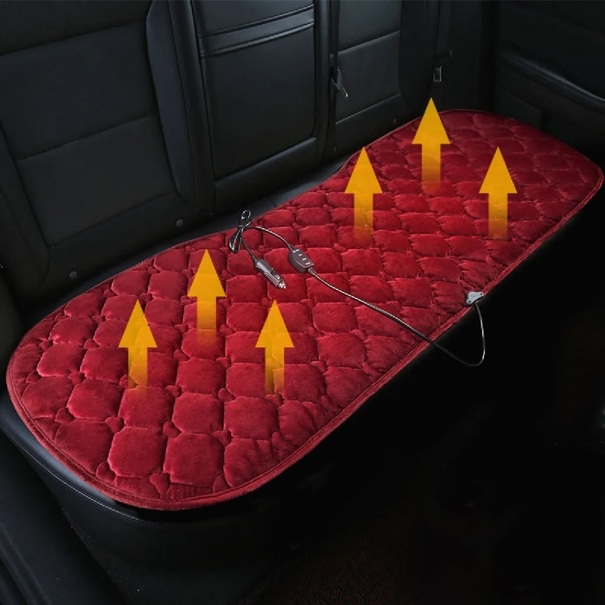 Meilleurs prix pour Couverture chauffante de coussin de siège de voiture arrière 12V pour chauffée en hiver rouge