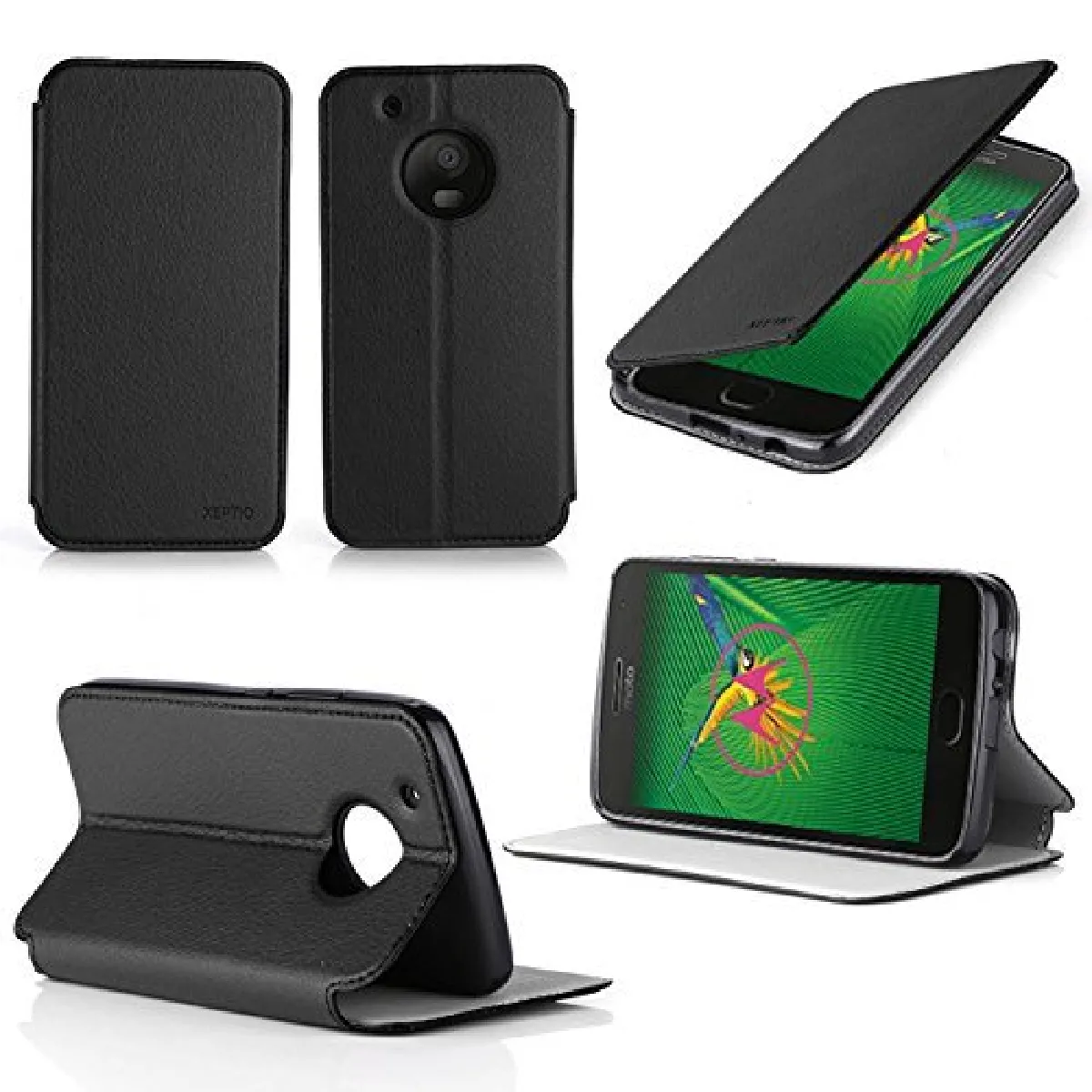Xeptio Noir Étui Folio Lenovo Moto E4