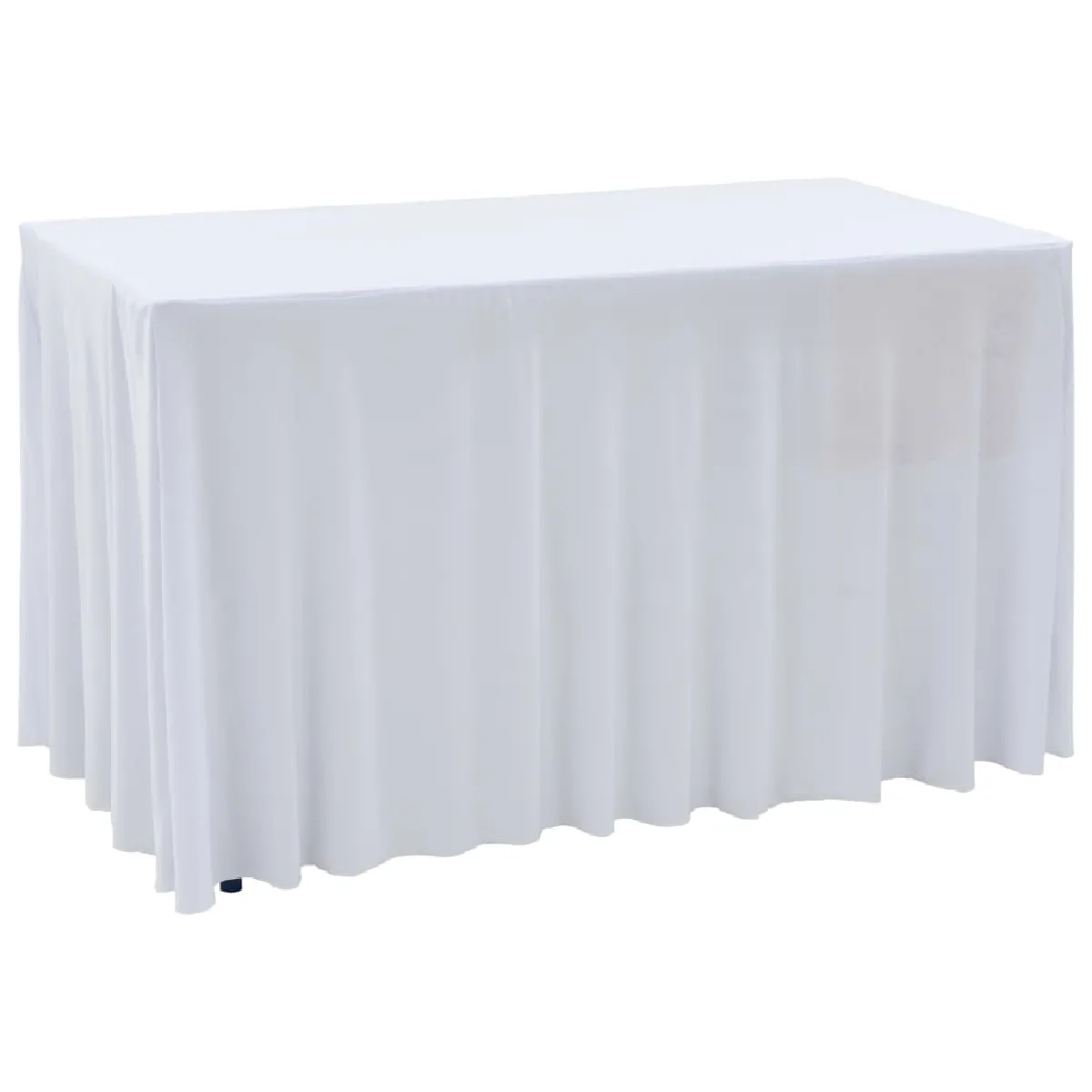 Decoshop26 Nappe élastique avec jupon - Blanc