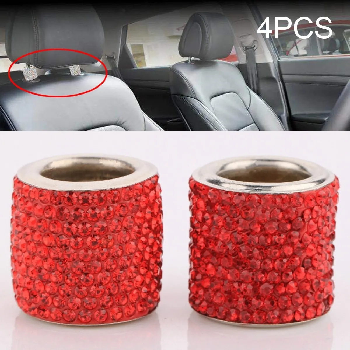 Meilleurs prix pour 4 pcs oreiller tête de cristal de voiture modifié décoration rouge