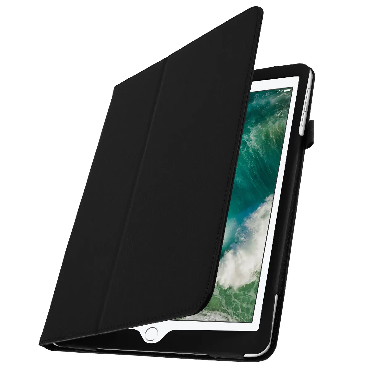 Avizar Noir Housse Étui Clapet Protection Pour Ipad 5 / 6 / Air - Fonction Support