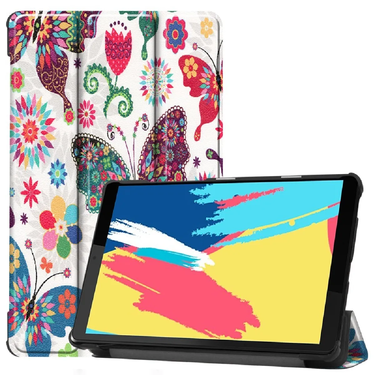 GENERIQUE - Étui pour Lenovo Tab M8 - Support Tri-pliure - Papillon - Image 2