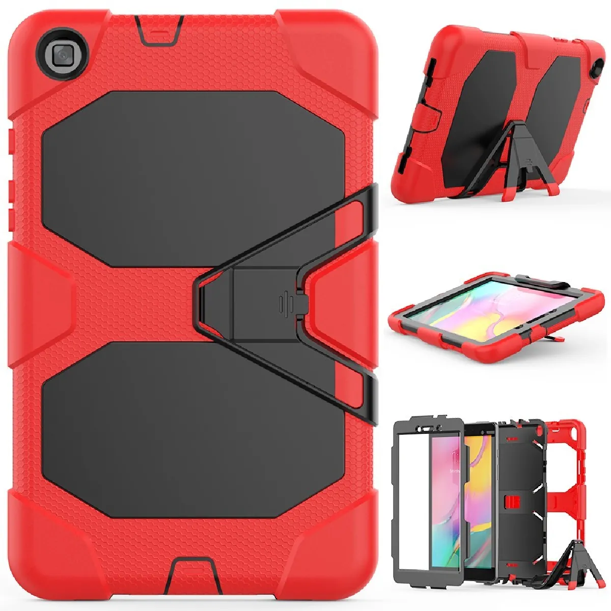 Générique Rouge Coque Antichoc Avec Béquille Pour Samsung Galaxy Tab A 8.0 Wi-Fi (2019)