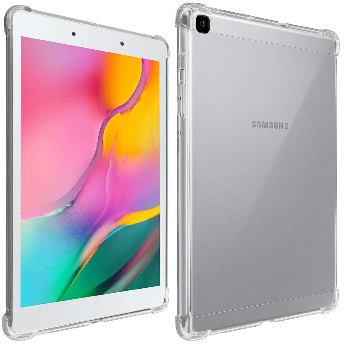 AVIZAR Coque Pour Samsung Galaxy Tab A 8.0 2019 Silicone Flexible Coins Bumper Transparent 