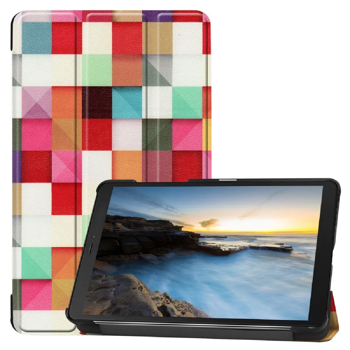 Générique Étui Tablette En Polyuréthane Pour Samsung Galaxy Tab A 8.0 (2019) - Multicolore