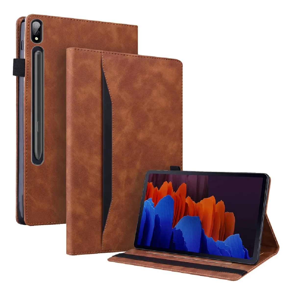Générique Marron Coque Portefeuille Pour Tablette Lenovo