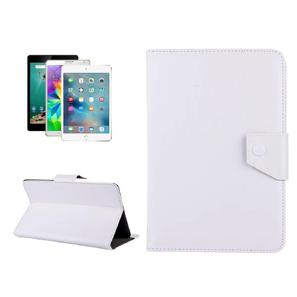Yonis Blanc Housse De Protection Pliable En Simili Cuir Pour Tablette Tactile 9 Pouces - Image 2