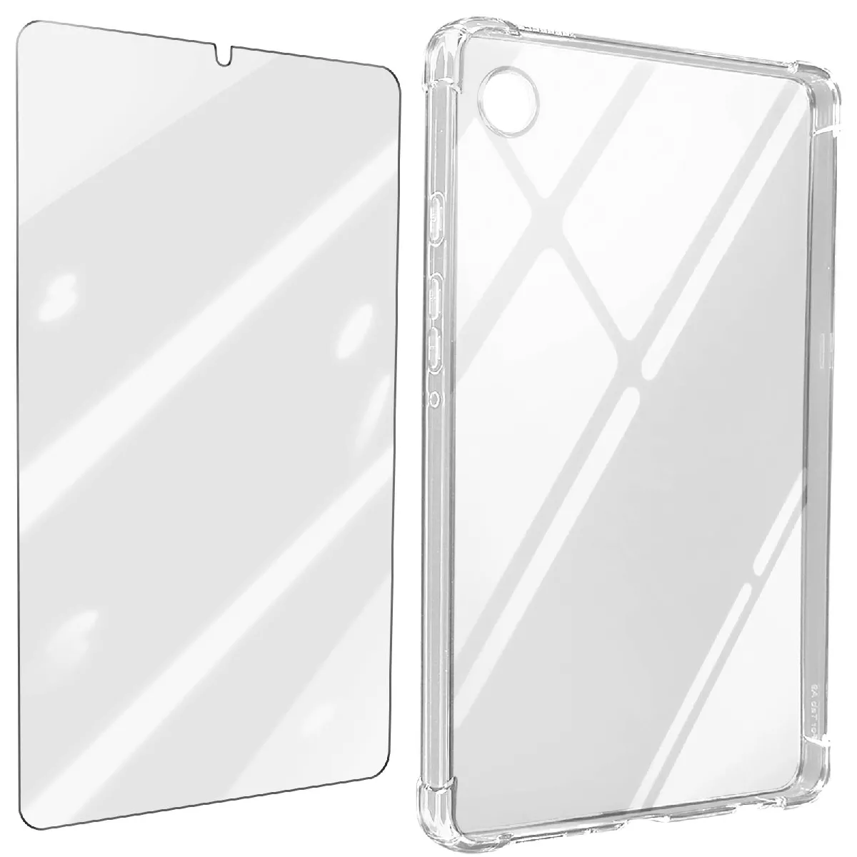Avizar Coque Pour Samsung Galaxy Tab A9 Silicone Antichoc Et Verre Trempé Transparent
