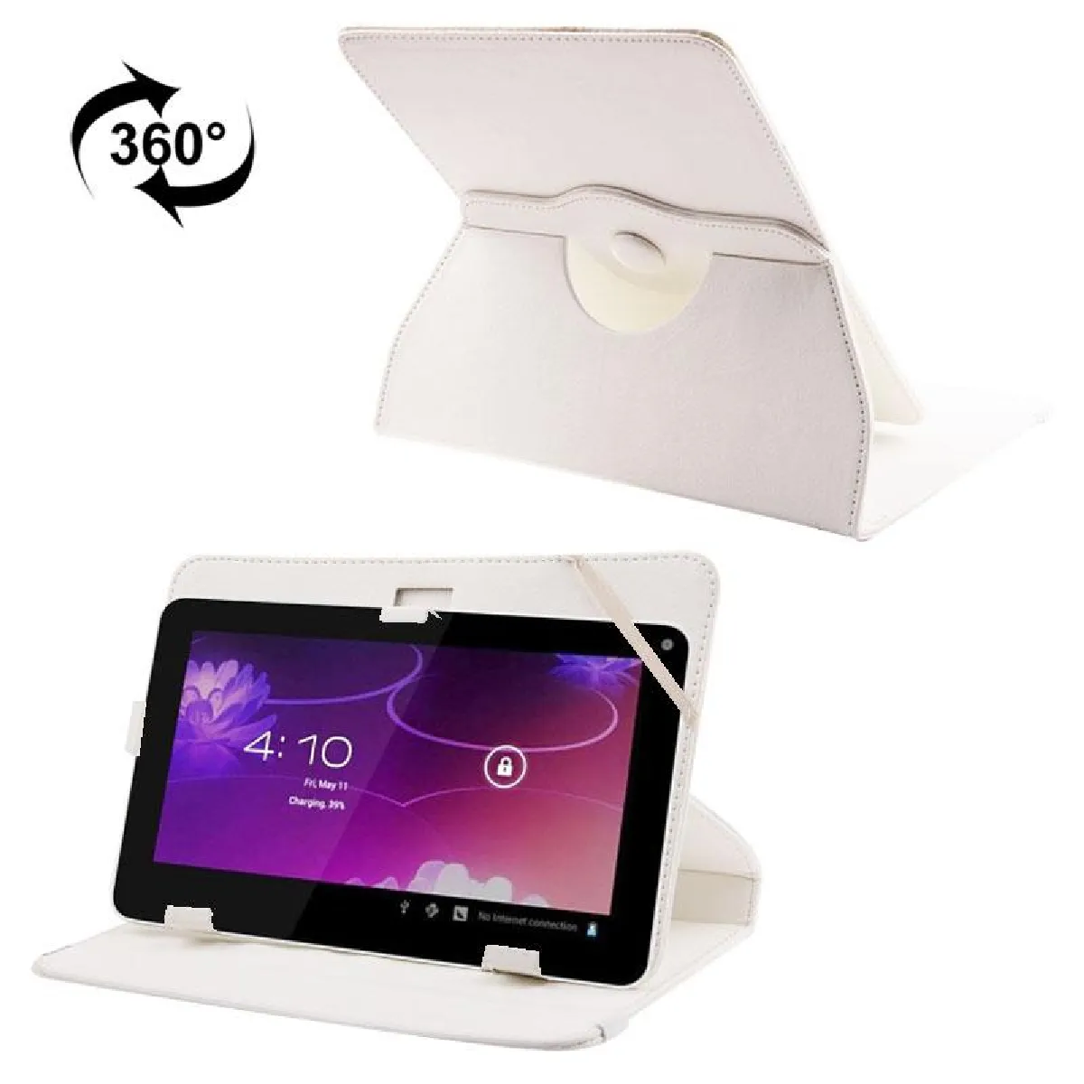 Yonis Blanc Housse Tablette Protection Universelle 9 Pouces Support 360° Intégral Cuir - Image 3