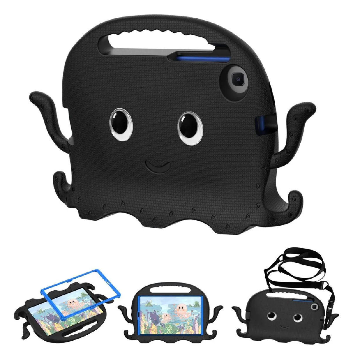 Générique Noir Coque Tablette À Bandoulière Pour Samsung Galaxy Tab A7 Lite