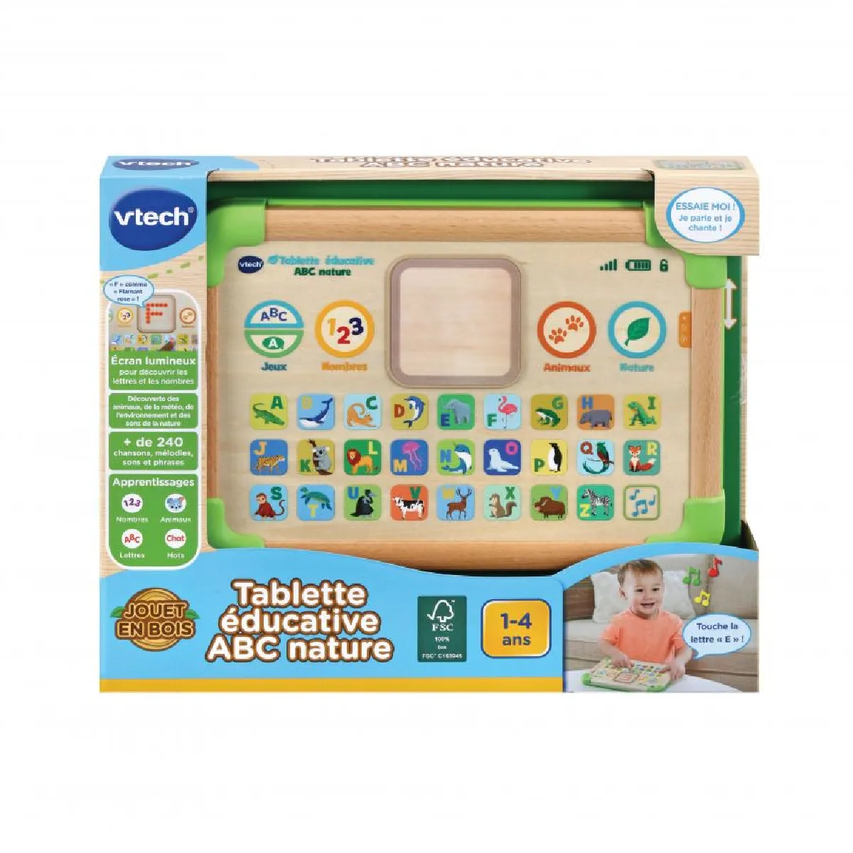 VTech Tablette Éducative ABC Nature Tablette Enfants Interactive et Sensorielle Partiellement en Bois Jouet d'Éveil Alphabet Animaux Cadeau Bébé Fille et Garçon Dès Contenu en Français - vue 9