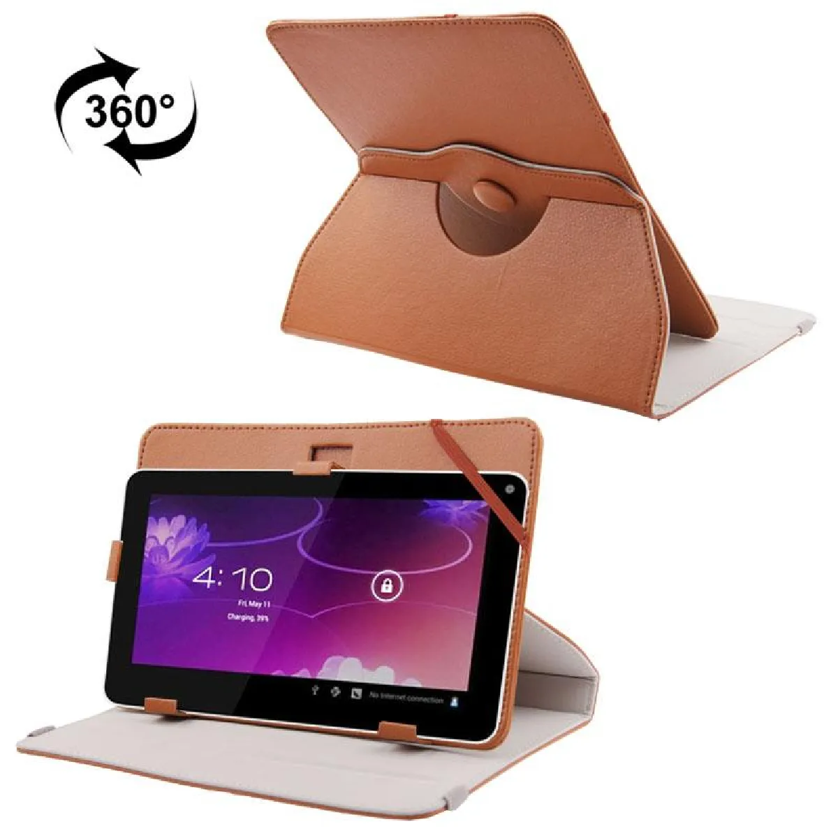 Yonis Marron Housse Tablette Tactile 9 Pouces Support Universel Housse Intégrale 360° - Image 3
