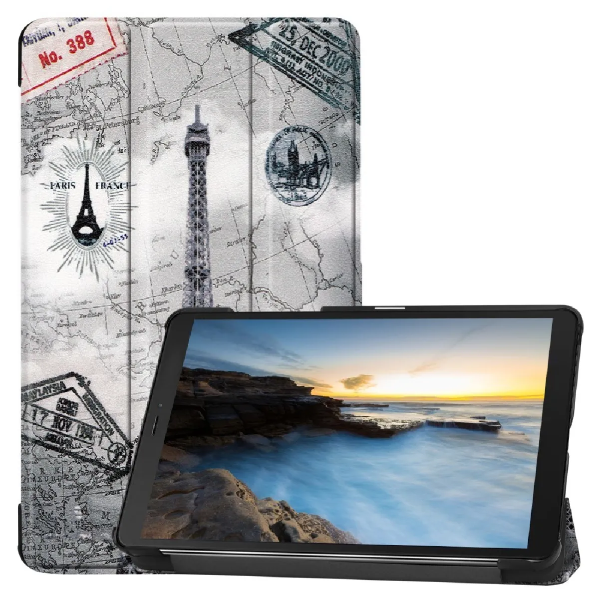 Générique Étui Tablette En Polyuréthane Avec Support Pliable Pour Samsung Galaxy Tab A 8.0 (2019)