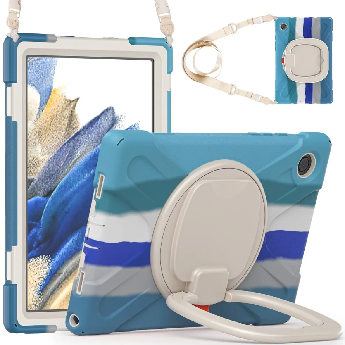 GENERIQUE - Coque Tablette - Samsung Galaxy Tab A8 10.5 - Béquille Rotative 360 - Bleu - Image 3