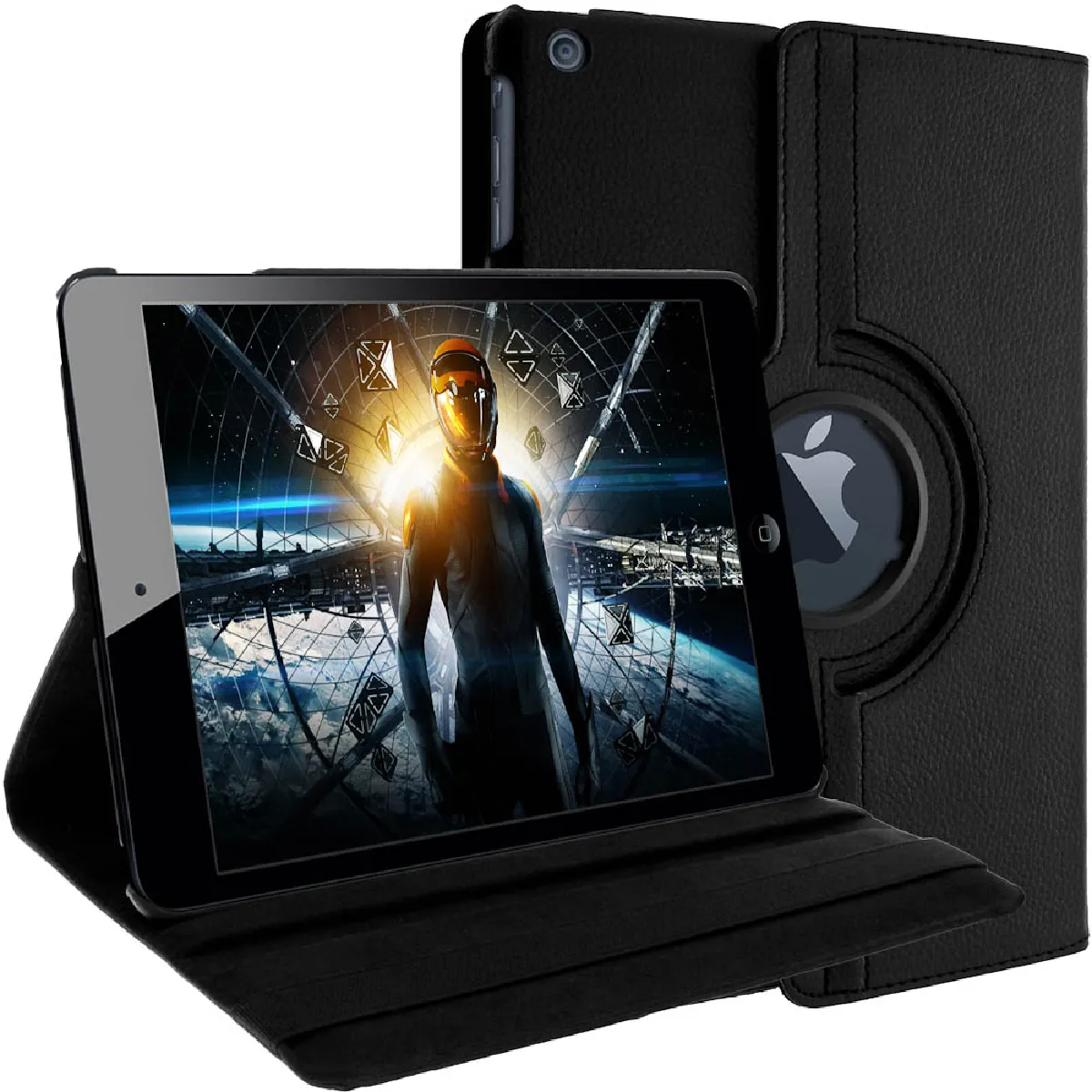 Avizar Noir Étui Pour Ipad Air Housse Folio Rotative 360° Fonction Stand Protection Antichoc