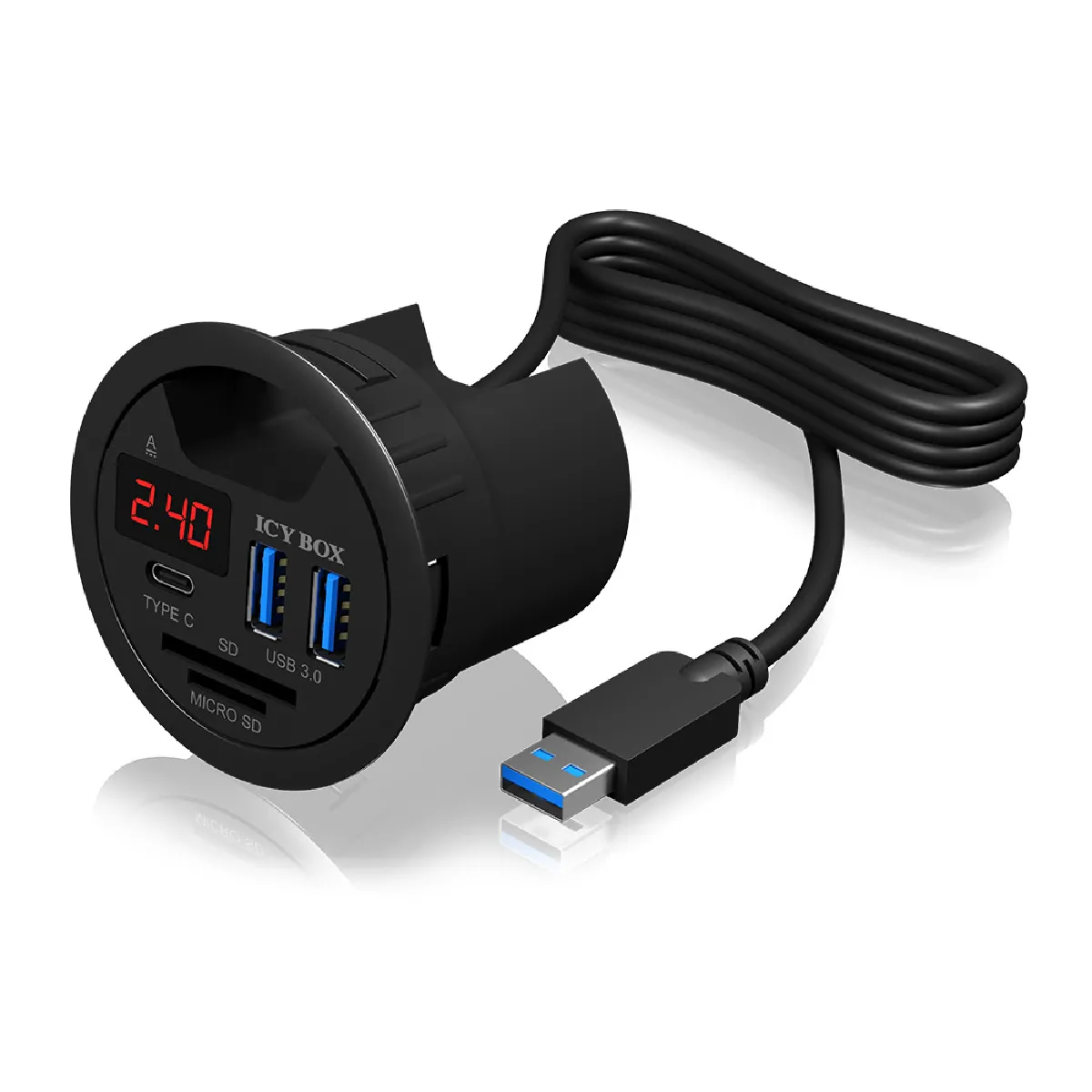 ICY BOX IB-HUB1404 Hub USB Noir 60 mm