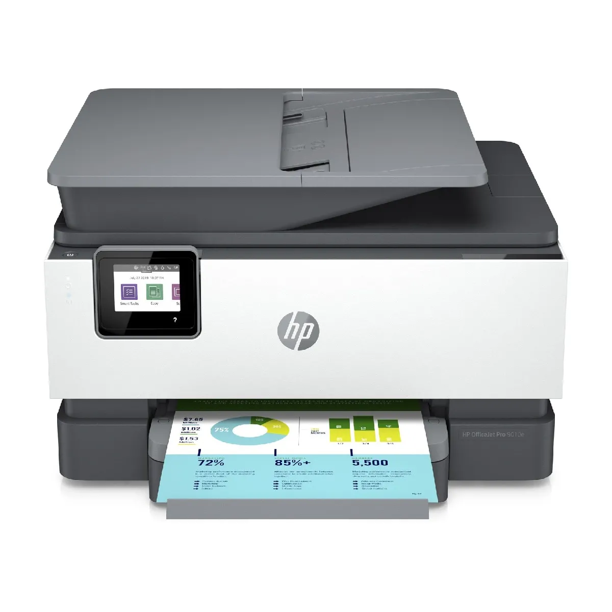 HP OfficeJet Pro Imprimante tout en un Jet d'encre couleur d’Instant ink inclus avec HP+ A4 Copie Scan recto verso Chargeur de documents Recto verso Bac grande capacité 250 feuilles