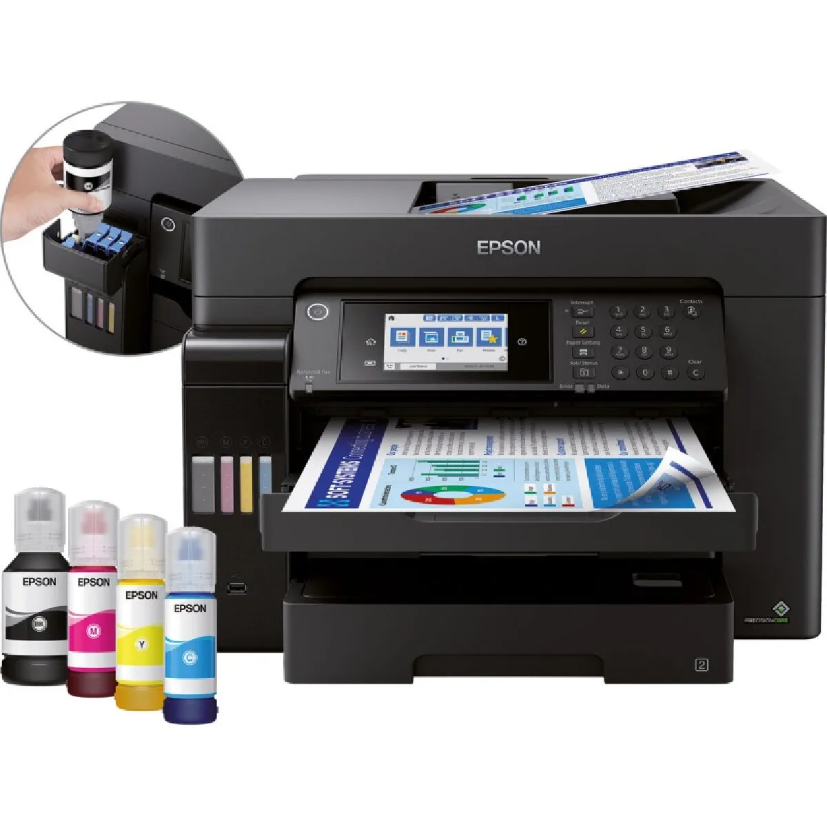 Imprimante Multifonction 4-en-1 - EPSON - Ecotank ET-16600 - Jet dencre - A3/A4 - Couleur - Wi-Fi - C11CH72401