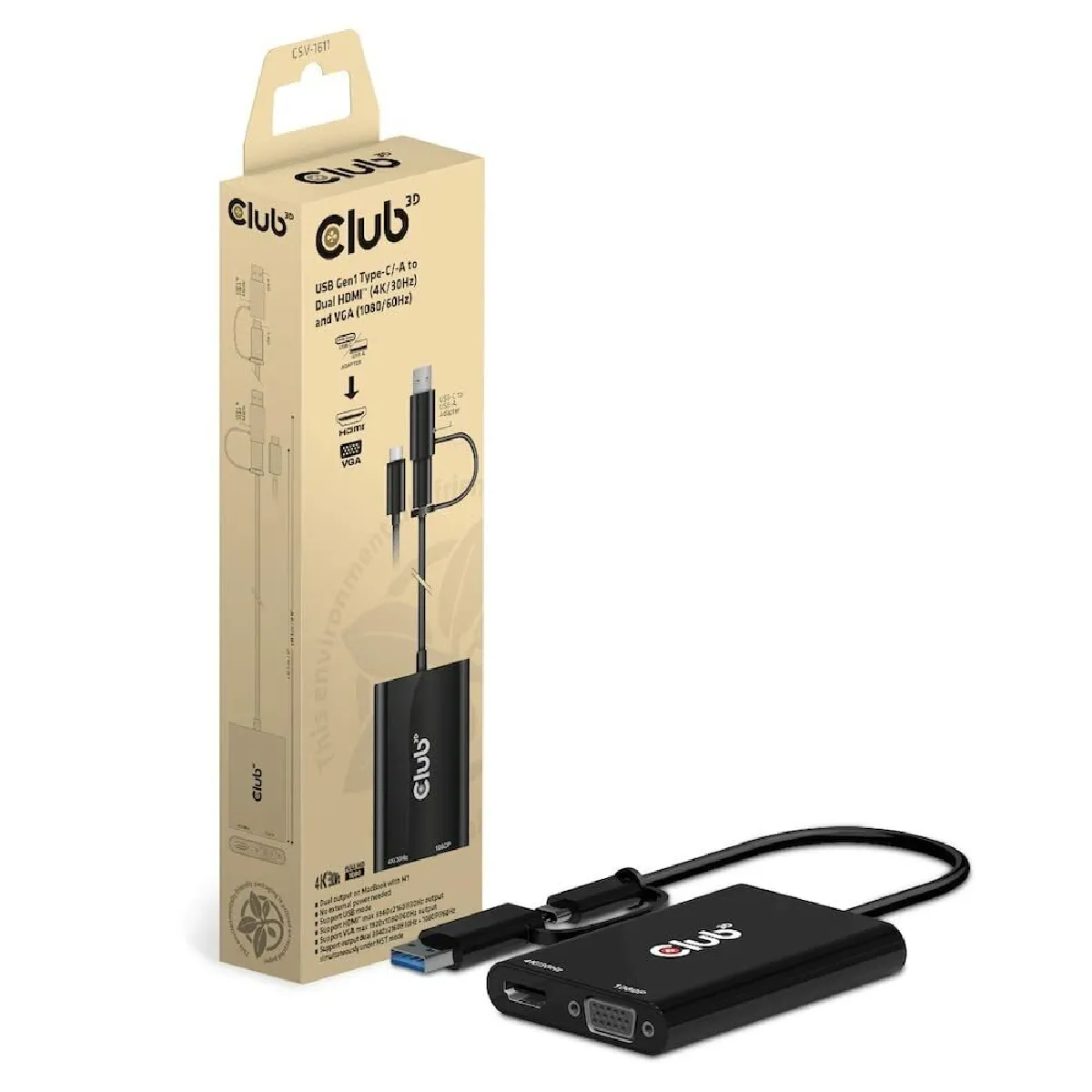 Club 3D Hub Usb-C/Usb-A Vers Hdmi/Vga
