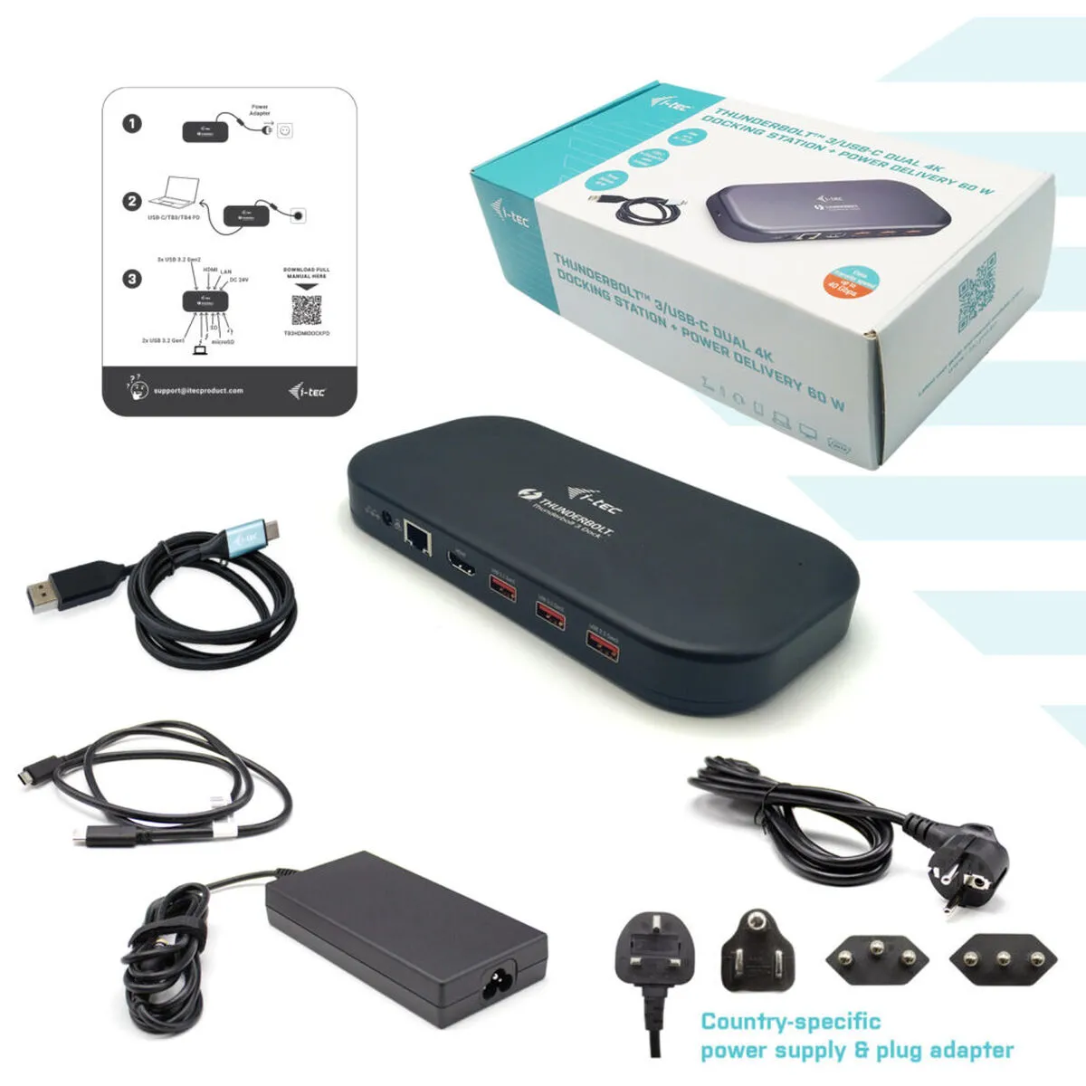 I-Tec Thunderbolt 3/Usb-C Dual 4K Docking Station + Power Delivery 60W