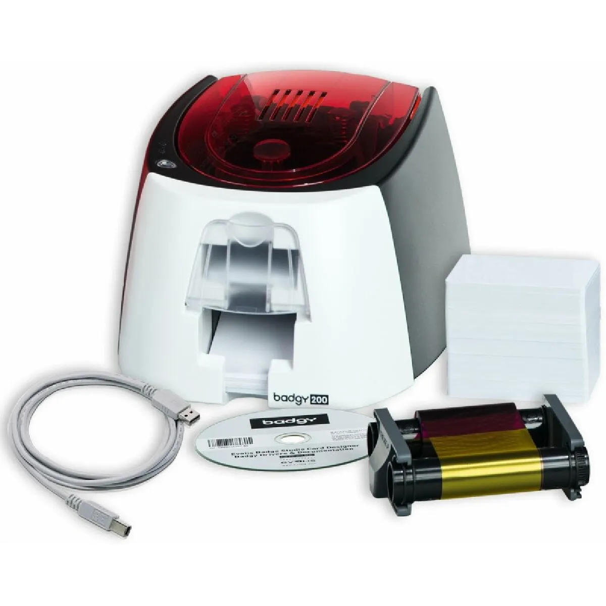 Badgy Rouge Evolis - Imprimante De Cartes Pvc 200