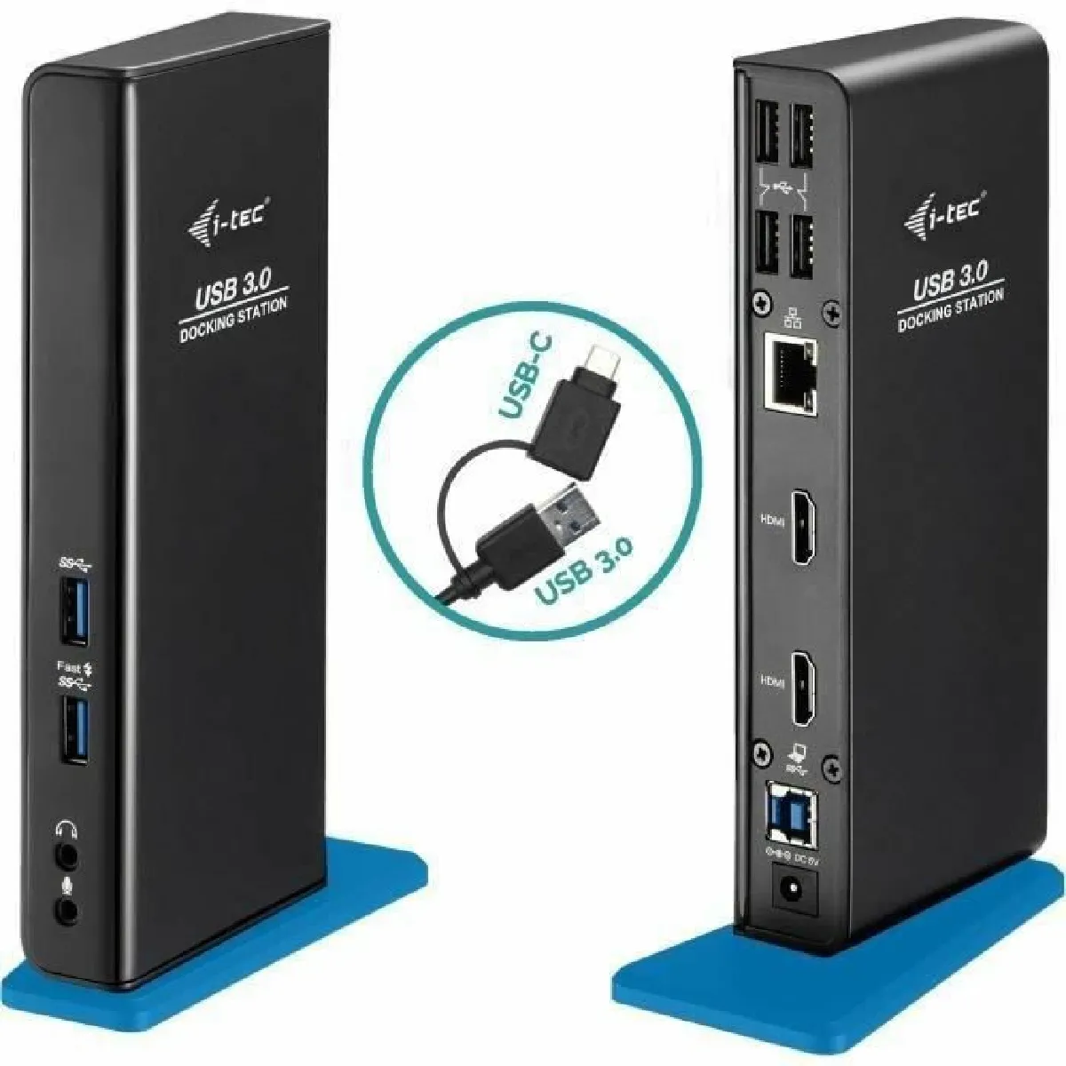 I-Tec Noir Usb 3.0/Usb-C Dual Hdmi Docking Station - Station D'accueil - Usb 3.0 - 2 X Hdmi - 1Gbe - Image 4